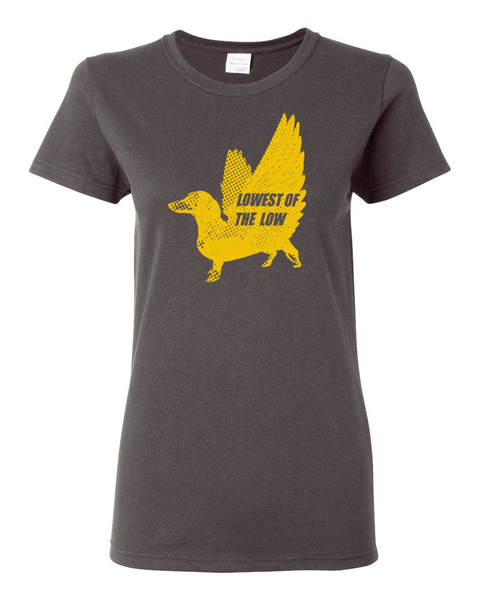 Women’s Flying Weiner Dog Charcoal Grey T-Shirt